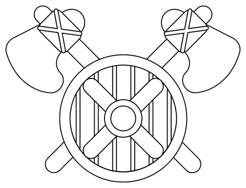 Viking Shield And Axe Coloring Page